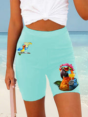 Women's Beach Vacation Parrot Print Casual Short Leggings