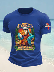 Men's Funny It's 5 O'clock Somewhere Parrot Printed Short Sleeve Tee