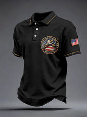 Men's American Spirit Embroidered Pattern Polo Shirt