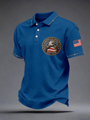 Men's American Spirit Embroidered Pattern Polo Shirt