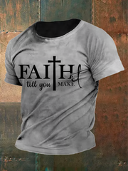 Men's Vintage Faith It Till You Make It Printed short sleeves t-shirt