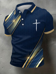 Men's Christian Cross Geometric Print Casual Polo