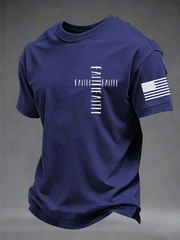 Men's Fashion Casual Faith imitation cotton short-sleeved T-shirt