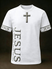 Men's Christian Jesus The Way The Truth The Life Cross Print Casual Short Sleeve T-shirt