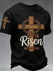 Men's He is Riser MATTHEW 28:6 short sleeves t-shirt