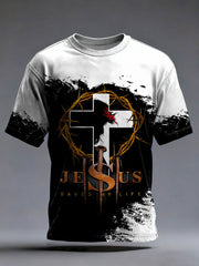Men's Cross Print Casual T-Shirt