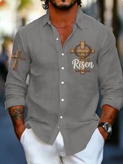 Men's He is Riser MATTHEW 28:6 Waffle Shirt