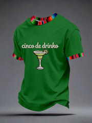 Men's Cinco de Drinko Embroidery Pattern T-Shirt