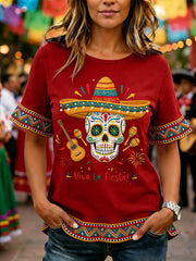 Women's Cinco De Mayo Print Casual Ruffle Sleeve Tee