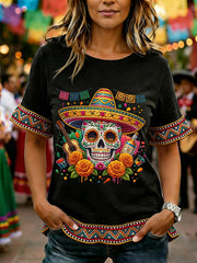 Women's Cinco De Mayo Print Casual Ruffle Sleeve Tee
