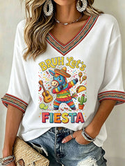 Women's Cinco de Mayo Print Casual T-shirt