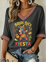 Women's Cinco de Mayo Print Casual T-shirt