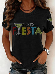Women's Cinco de Mayo Rhinestone Pattern T-Shirt