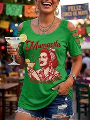 Women's Funny Mamacita Needs A Margarita Cinco de Mayo Print Casual Top
