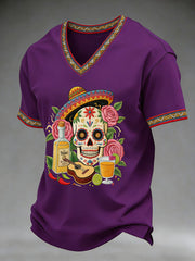 Men's Cinco De Mayo Print Short-Sleeve V-neck T-shirt