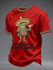 Men's Funny Frog Did Someone Say Cinco De Drinko? Print Casual Tee