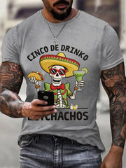 Men's Funny Cinco De Drinko Bitchachos Skull Print Waffle Tee