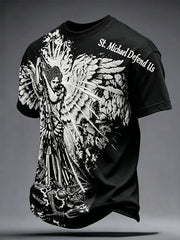 Men's Faith Saint Michae Art Veteran Printed T-shirt