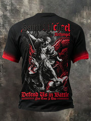 Men's Faith Saint Michae Art Veteran Printed T-shirt