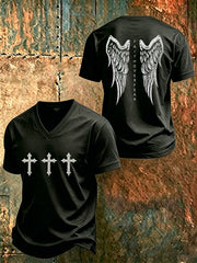 Men's Christian Faith Over Fear Cross V-neck Short Sleeve T-shirt