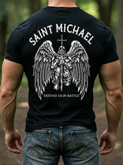 Men's Faith Saint Michae Art Veteran Printed T-shirt