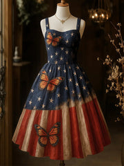 Women's Independence Day Retro Printed Elegant Dress