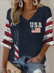 Women's America Print Casual T-shirt