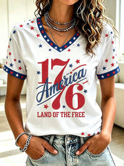 Women's 'Land Of The Free' Printed Casual T-Shirt