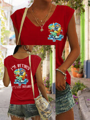 Women's I'm Retired It's 5 O'clock Everywhere Parrot Print Casual Sleeveless T-Shirt