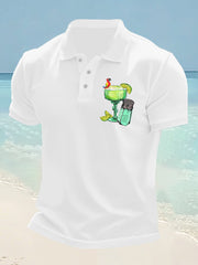 Men's It's 5 O'clock Somewhere Parrot Print Casual Short Sleeve Top