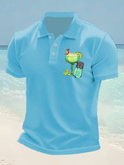 Men's It's 5 O'clock Somewhere Parrot Print Casual Short Sleeve Top