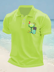 Men's It's 5 O'clock Somewhere Parrot Print Casual Short Sleeve Top