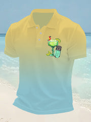 Men's It's 5 O'clock Somewhere Parrot Print Casual Short Sleeve Top