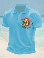 Men's It's 5 O'clock Somewhere Flamingo Print Casual Short Sleeve Top