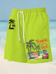 Men's Tropic Like It's Hot Beach Vacation Parrot Print Casual Shorts