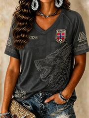 Women's Norwegian Football V-Neck T-Shirts