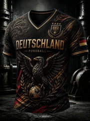 Men's Germany Football Fan Print V-neck T-shirt