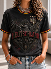 Women's Germany Football Printed V-neck T-shirt