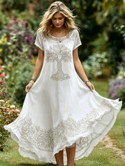 Women's Vintage Viking Tree of Life Celtic Knot Print Flowy Maxi Dress
