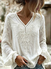 Women's Classy Floral With Wings Viking Celtic Print Cotton-Linen Shirt
