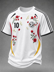 Men's Germany Jersey Style Floral Print short sleeve t-shirt