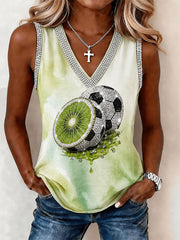 Women's Summer Fruit Football Art Design Vest Top