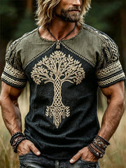 Men's Viking Tree of Life Celtic Knot Colorblock Print short sleeves t-shirt