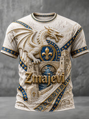 Men's Bosnia Football Lover Dragon Art ZMAJEVI Printed T-shirt