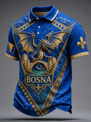 Men's Bosnia Football Lover Dragon Art ZMAJEVI Printed Casual Tops