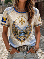 Women's Bosnia Football Lover Dragon Art ZMAJEVI Printed T-shirt