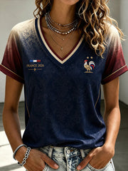 Women's France Football Fan Print short-sleeved T-shirt