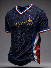 Men's France Football V-neck T-shirt