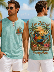 Men's I'm Retired It's 5 O'clock Everywhere Parrot Print Casual Tank Top