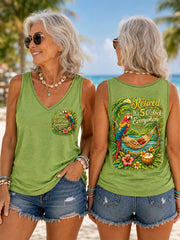 Women's I'm Retired It's 5 O'clock Everywhere Parrot Print Casual Vest